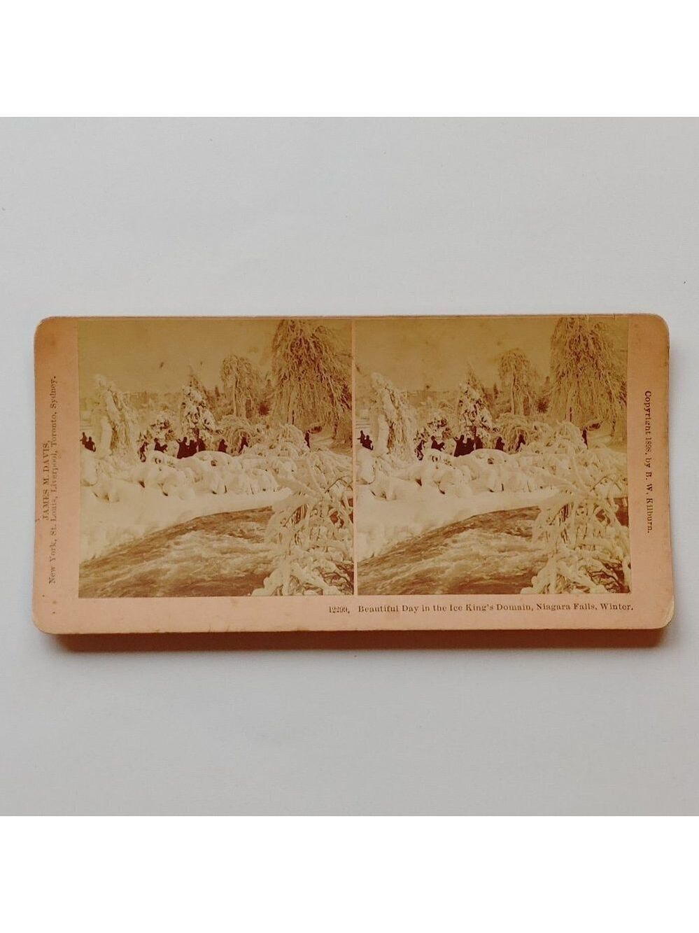 Antique Stereograph Card Niagara Falls Winter Scene Victorian Era 1898